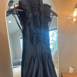 BCBG MaxAzria black mini ruffle neck dress